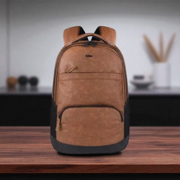 Large 45 L Laptop Backpack 45L brown faux leather laptop backpack