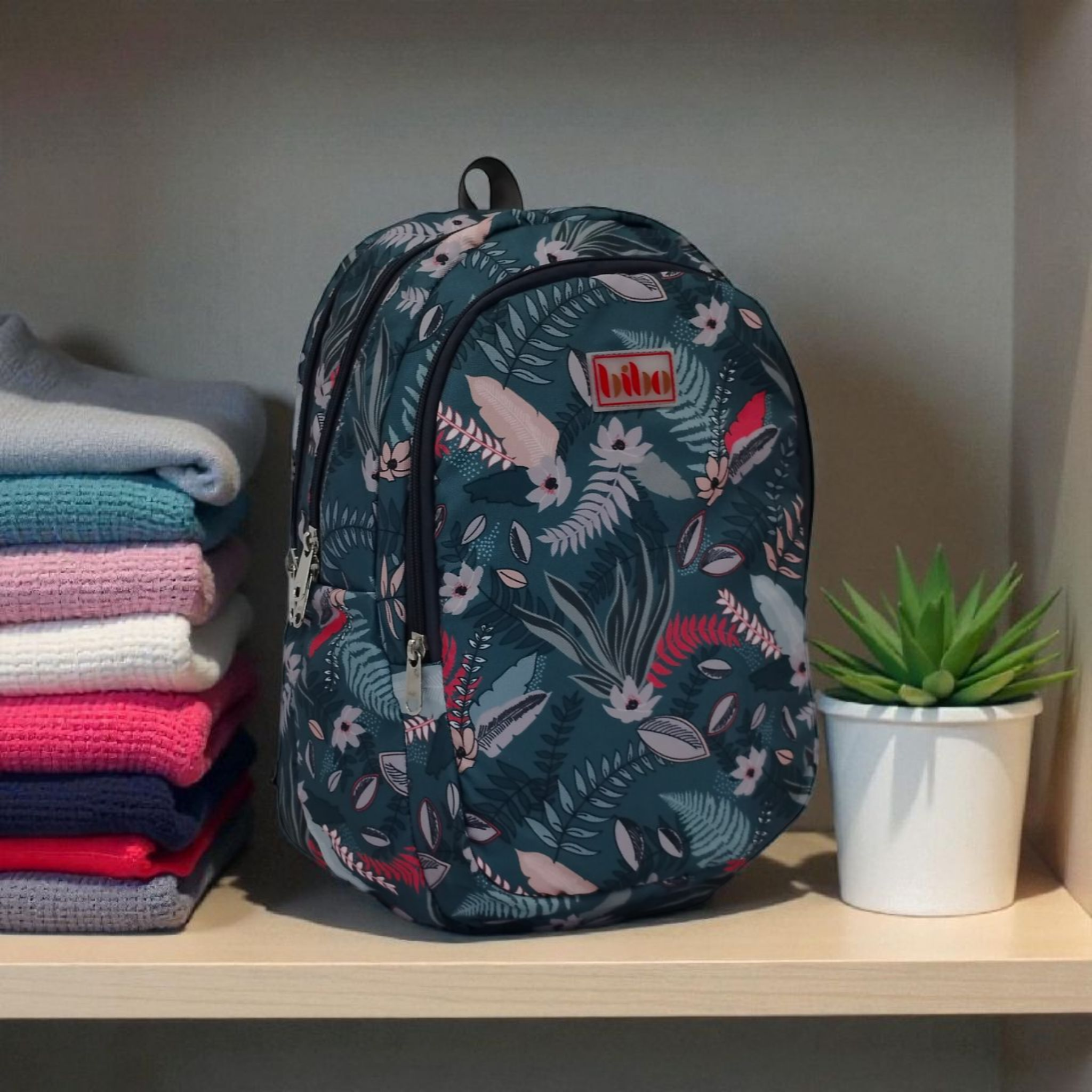 Medium 25 L Backpack Floral Printed Lightweight Backpack for Girls & Women college Trendy Casual Bag (Green) - Image 2