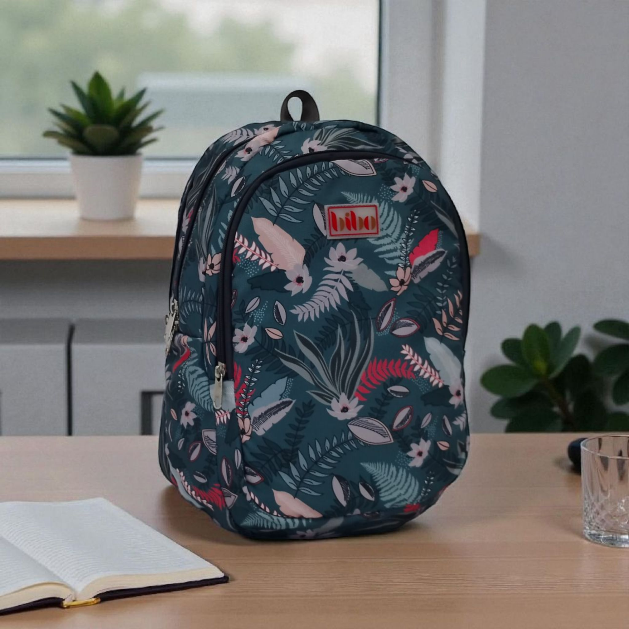 Medium 25 L Backpack Floral Printed Lightweight Backpack for Girls & Women college Trendy Casual Bag (Green) - Image 3