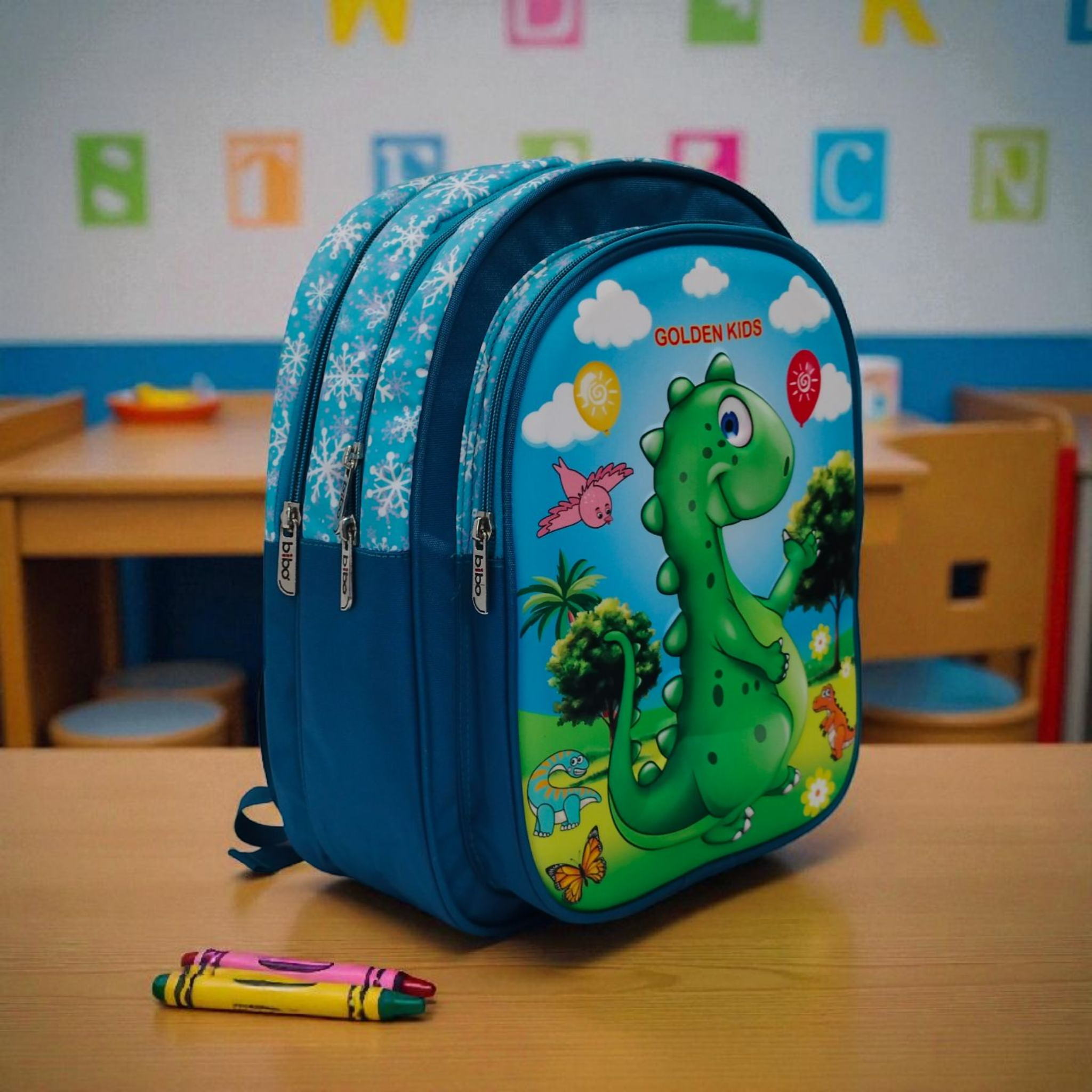 BIBO Kids Dino cartoon School Backpack bag for ukg and 1st class girls and boys Waterproof School Bag (Blue, 25 L) - Image 3