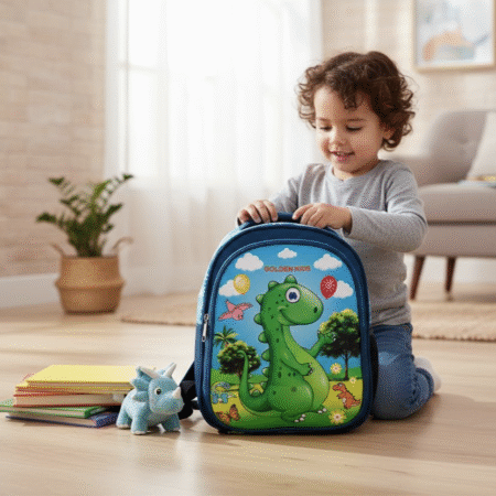 BIBO Kids Dino cartoon School Backpack bag for ukg and 1st class girls and boys Waterproof School Bag (Blue, 25 L)