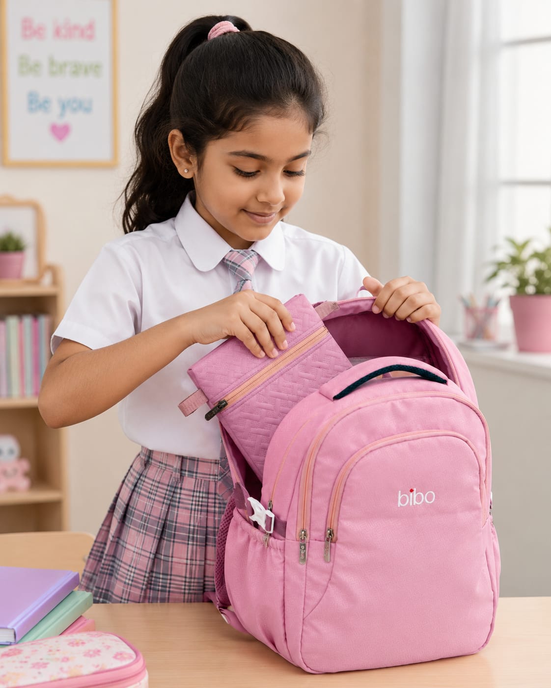 stylish self print peach school/college bag - Image 3