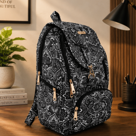 bibo stylish print backpack black and white