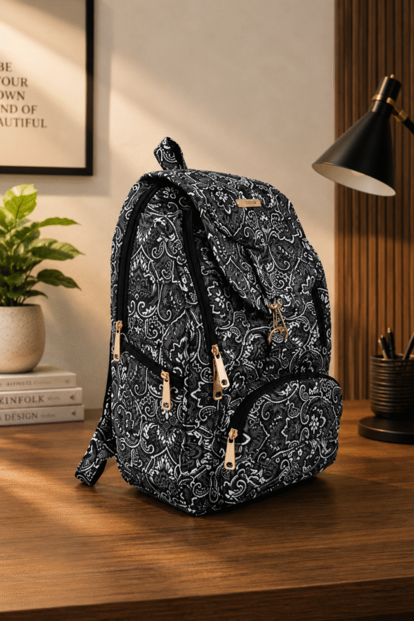 bibo stylish print backpack black and white