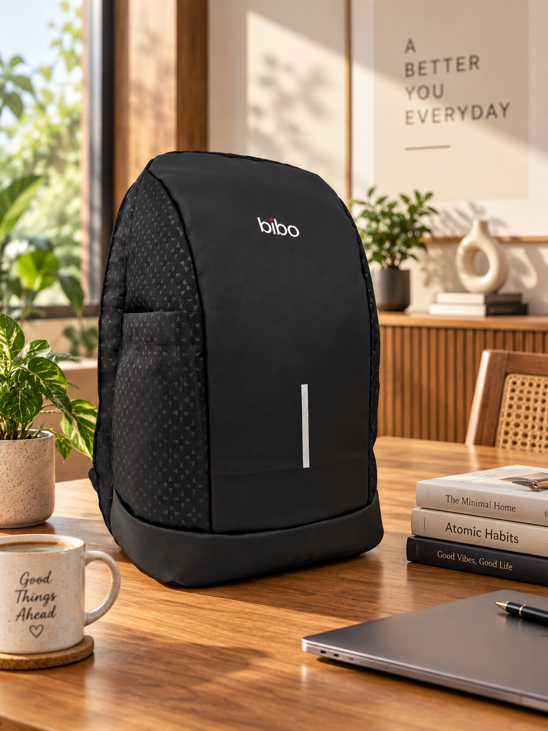 Medium 24 L Laptop Backpack Medium Slope Anti-Theft bag (Black) - Image 2