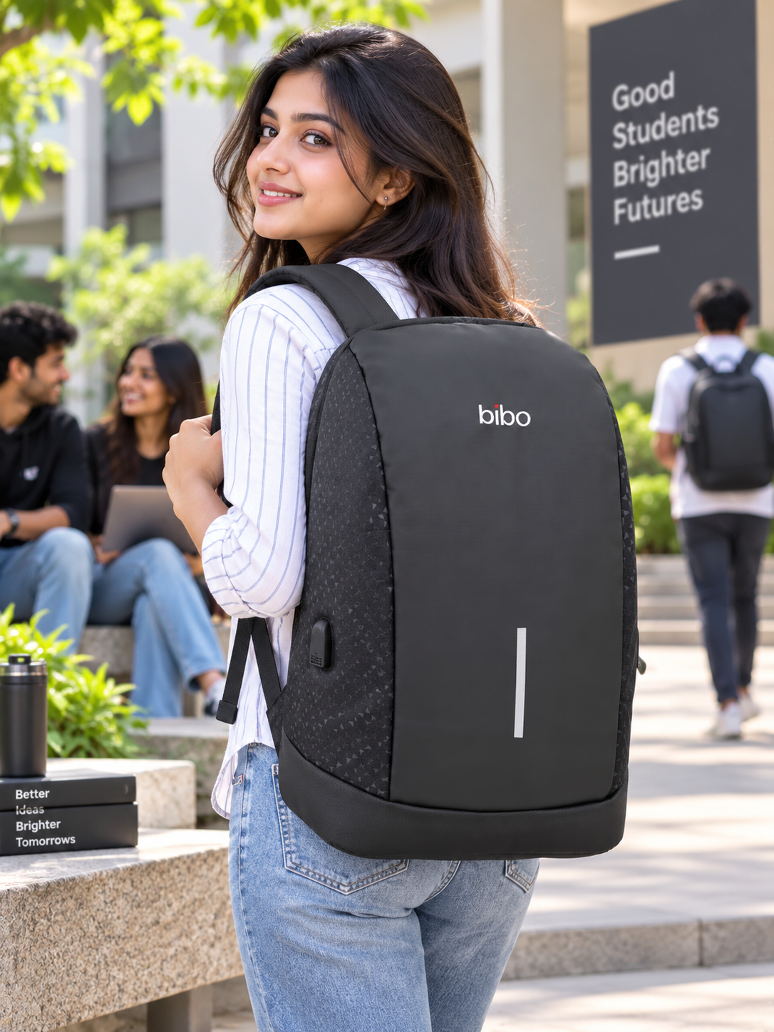 Medium 24 L Laptop Backpack Medium Slope Anti-Theft bag (Black) - Image 5